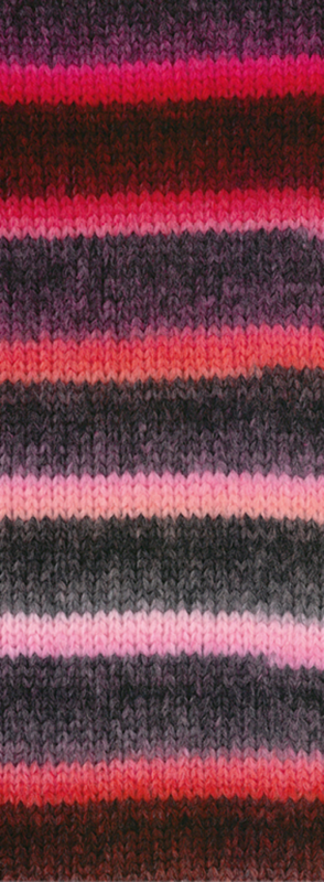 Lana Grossa Bomba 02 Rosa/pink/koral/bjørnebær/grårød/grårosa/mørkegrå