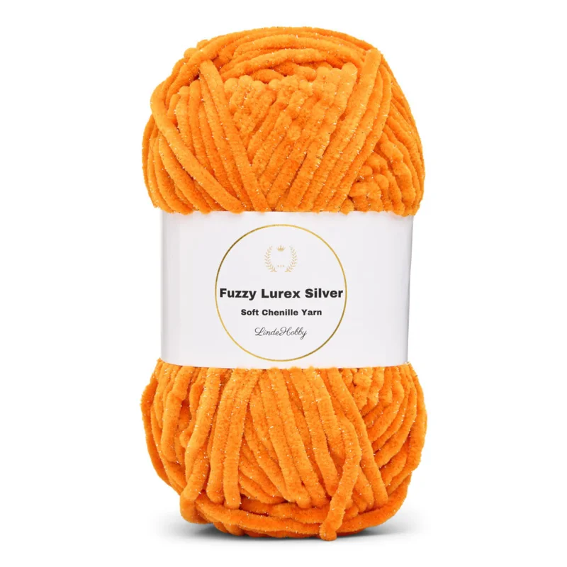 LindeHobby Fuzzy Chenille Silver Lurex 37 Oransje