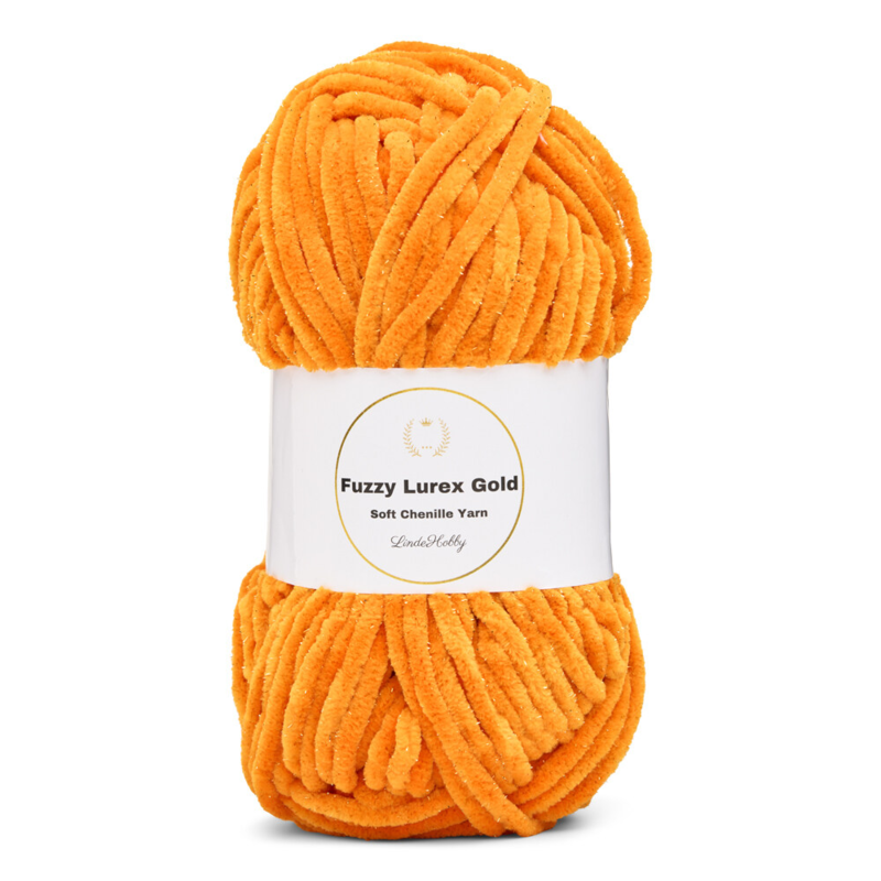 LindeHobby Fuzzy Chenille Gold Lurex 37 Oransje