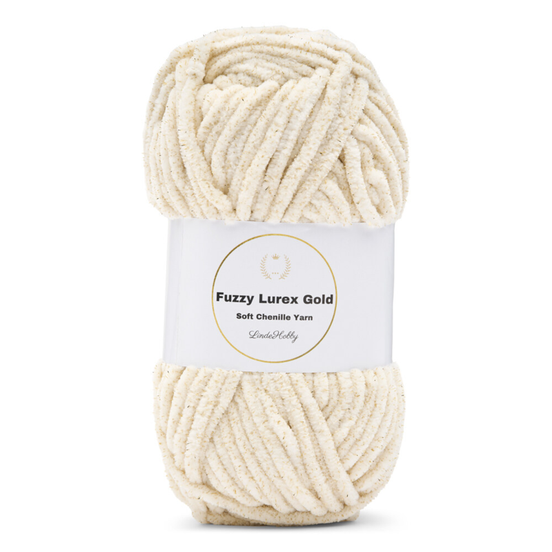 LindeHobby Fuzzy Chenille Gold Lurex 10 Krem (lys beige)