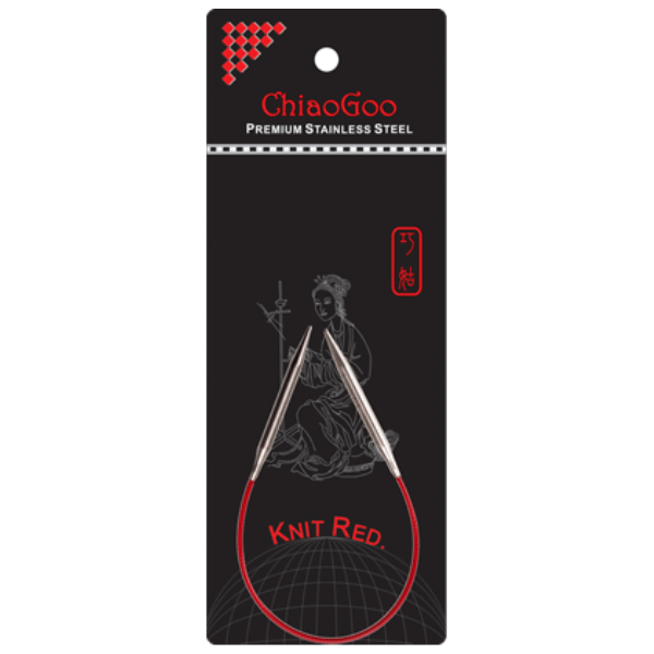 ChiaoGoo Rundpinner Knit Red Rustfritt Stål (23-100 cm) 23 cm