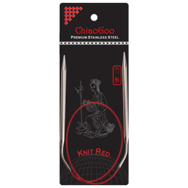 ChiaoGoo Rundpinner Knit Red Rustfritt Stål (23-100 cm) 60 cm