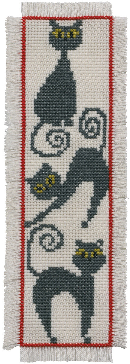 Broderisett Bokmerke Katt 7 x 22 cm