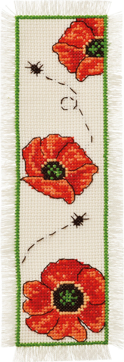 Broderisett Valmuer 7 x 22 cm