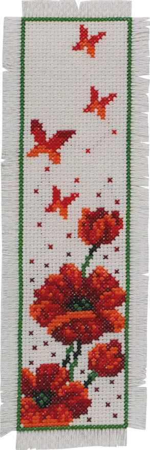 Broderisett Valmuer 7 x 22 cm