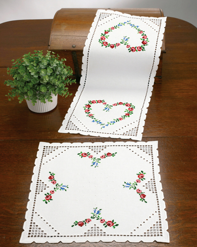 Broderisett Hardanger hjerte 40 x 40 cm