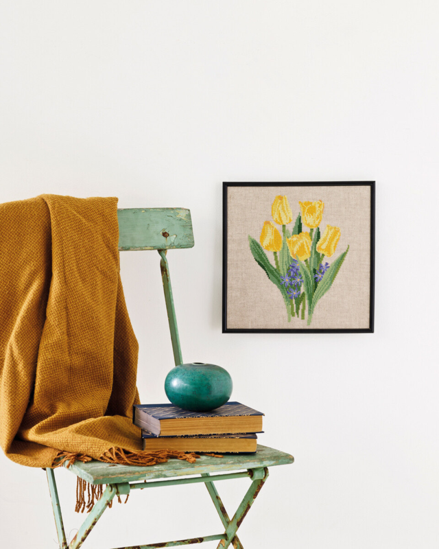 Broderisett Gule tulipaner R5796 30 x 30 cm