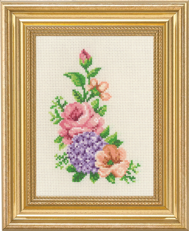 Broderisett Rose og hortensia 14 x 19 cm