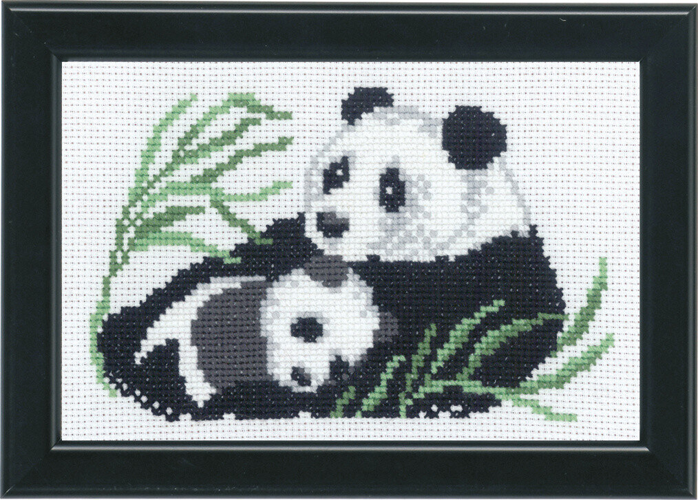 Broderisett Panda m/unge 14 x 9 cm