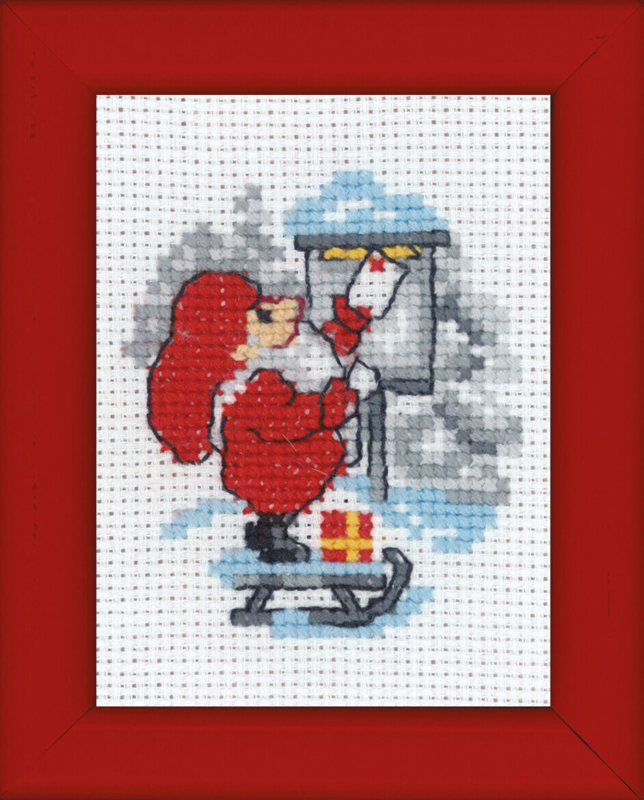 Broderisett Nisse med post bilde 6 x 8 cm