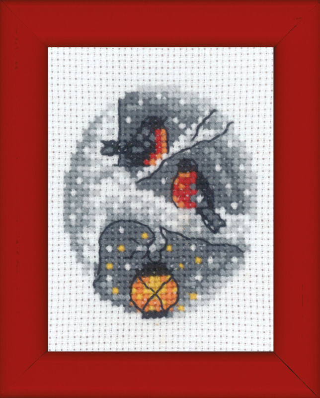 Broderisett Fugler i tre bilde 6 x 8 cm