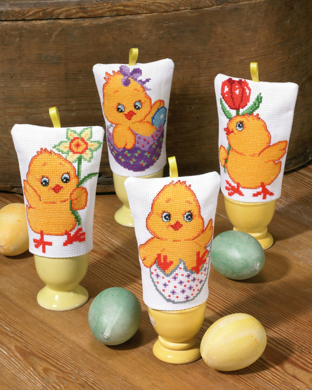 Broderisett Kyllinger & egg 4 stk 8 x 11 cm