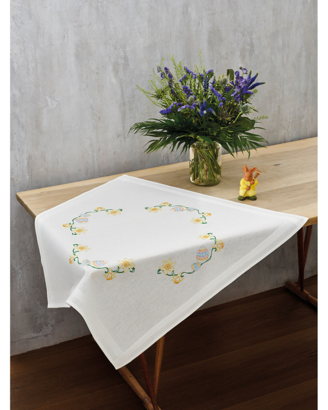 Broderisett Påskeliljer & egg 80 x 80 cm