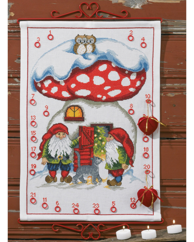 Broderisett 2 nisser m/katt 5125/38 38 x 53 cm