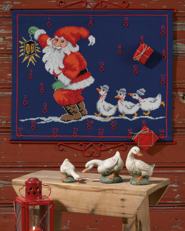 Broderisett Nisse m/ gjess 58 x 47 cm