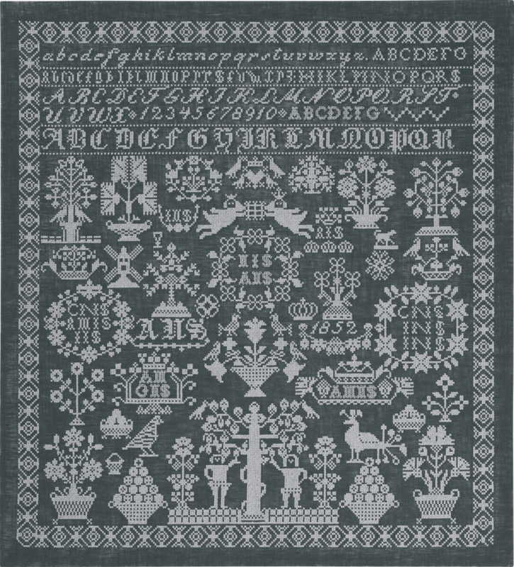 Broderisett Grå navneduk 54 x 59 cm