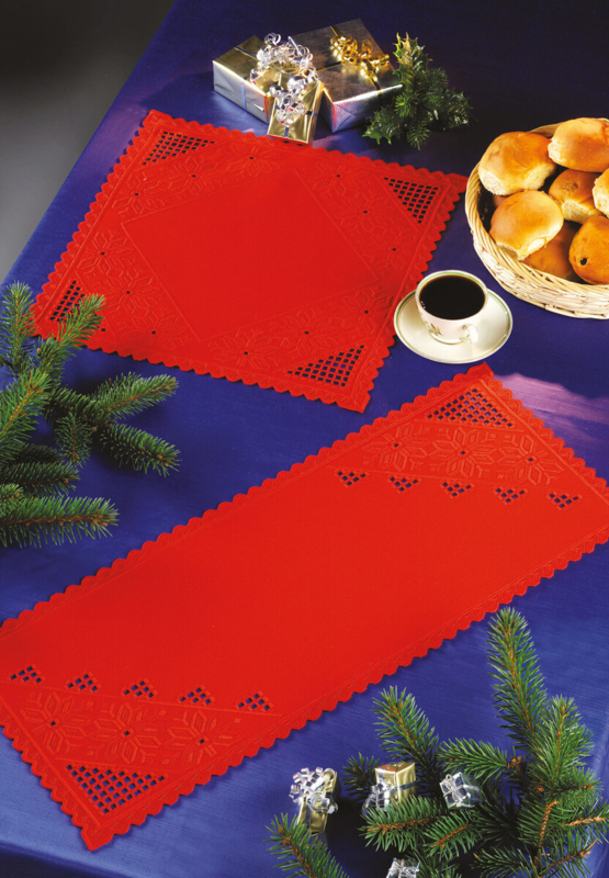 Broderisett Løper, rød hardanger 28 x 67 cm