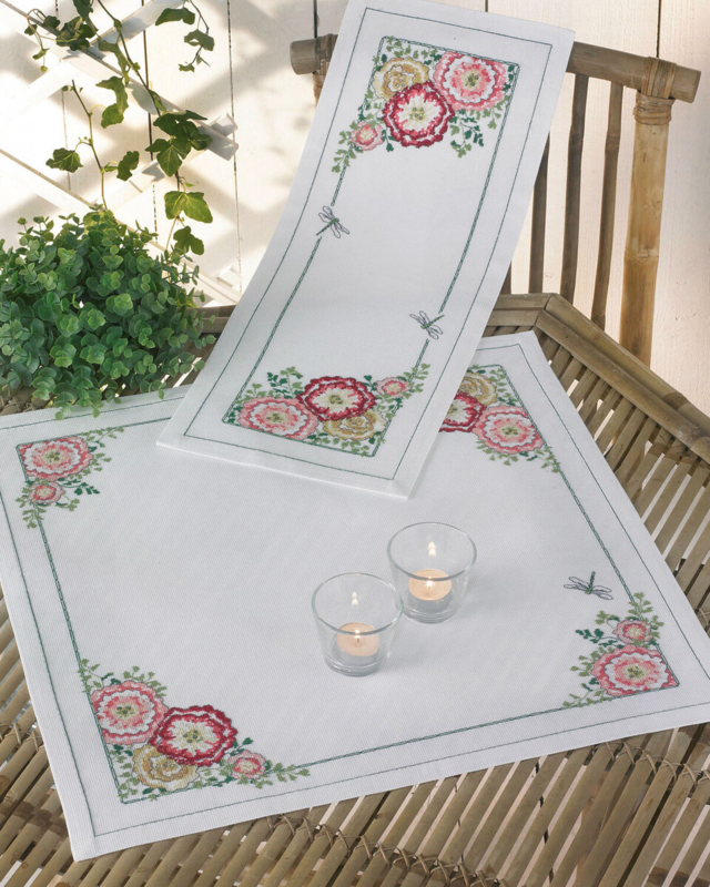 Broderisett Stokkroser 24 x 62 cm