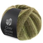 Lana Grossa Cosy Socks Soft Stripes 107 Lysegrønn/resedagrønn/grågrønn/mosegrønn