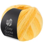 Lana Grossa Cosy Socks Soft Stripes 111 Gul/eggeplommegul/safrangul