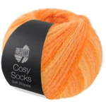 Lana Grossa Cosy Socks Soft Stripes 112 Lys oransje/mandarin/oransje