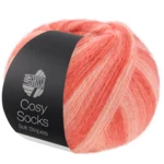 Lana Grossa Cosy Socks Soft Stripes 113 Laks/lakserød/korall