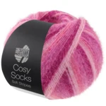 Lana Grossa Cosy Socks Soft Stripes 108 Rosa/gammelrosa/lakserosa/lyngrosa