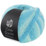 Lana Grossa Cosy Socks Soft Stripes 115 Mintgrønn/lys turkis/turkis