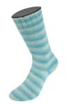 Lana Grossa Cosy Socks Soft Stripes 110 Lysegrå/mintgrønn/mintturkis/turkis/lys petrol