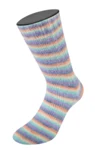 Lana Grossa Cosy Socks Multi Stripes 153 Lavendel/gråblå/laks/krem/turkis
