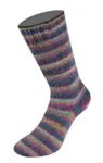 Lana Grossa Cosy Socks Multi Stripes 158 Petrol/mørk fuksia/oliven/mintturkis/mørkerød