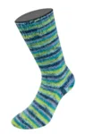 Lana Grossa Cosy Socks Multi Stripes 157 Lavendel/petrol/maigrønn/turkis/nattblå