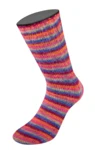 Lana Grossa Cosy Socks Multi Stripes 156 Blåfiolett/vinrød/gresskar/rosa/grågrønn