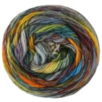 Lana Grossa Colorissimo 223 Burgunder/Grå/Gul/Oransje/Oliven/Mørk grønn/Lys grønn/Vinrød/Petrolblå/Jeansblå
