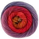Lana Grossa Cool Wool Big Color 4048 Lys rød/vinrød/rødfiolett/petrolblå/oliven/karri/oransje