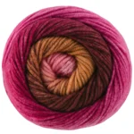 Lana Grossa Cool Wool Big Color 4049 Nougat/sjokoladebrun/rødfiolett/syklamen/fuksia/rosa/kamel
