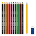 STAEDTLER Noris Club Fargeblyanter + Blyant & viskelær, 12 + 2 stk
