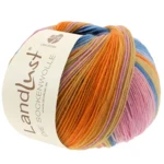 Lana Grossa Landlust Die Sockenwolle 129 Rosa/Gammelrosa/Lyng/Grønngul/Gul/Oransje/Mint/Havgrønn