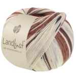 Lana Grossa Landlust Die Sockenwolle 726 Svartbrun/Gråbrun/Ecru/Lys beige/Nattblå/Mørkerød/Lysegrå