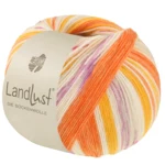 Lana Grossa Landlust Die Sockenwolle 723 Guloransje/Rødoransje/Krem/Lilla/Lys beige/Lakseoransje/Rød