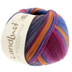Lana Grossa Landlust Die Sockenwolle 128 Fuksia/Vinrød/Petrol/Oransje/Grå/Grågrønn/Gråblå
