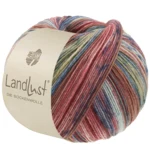 Lana Grossa Landlust Die Sockenwolle 617 Brun/Jeans/Erika/Natur/Lyseblå/Resedagrønn/Mynte stripet