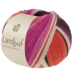 Lana Grossa Landlust Die Sockenwolle 135 Gråbrun/Fuksia/Ecru/Terrakotta/Orkidé stripet