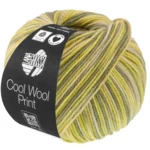 Lana Grossa Cool Wool Print 843 Grønnbeige/Lime/Grågrønn/Resedagrønn