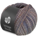 Lana Grossa Vintage Socks 1018 Beige/lys grå/mørk grå/oransje/mørk brun melert
