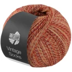 Lana Grossa Vintage Socks 1012 Rust/mørkerød/gul/oransje/kremfargetmelert