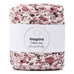 LindeHobby Inspire Print 166 Hvit med mørkerosa blomster