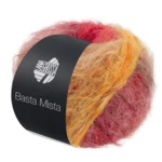 Lana Grossa Basta Mista 124 Gråbrun/kamel/safrangul/oransje/grårød/mørkerød/rød