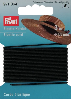 Prym Elastisk rund, svart, 1,5 mm