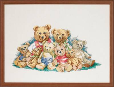 Broderisett Bjørnefamilie 54 x 40 cm